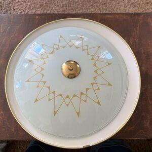 MCM  1960s 70’s White & Gold atomic starburst   Ceiling Light Shade Vintage MCM